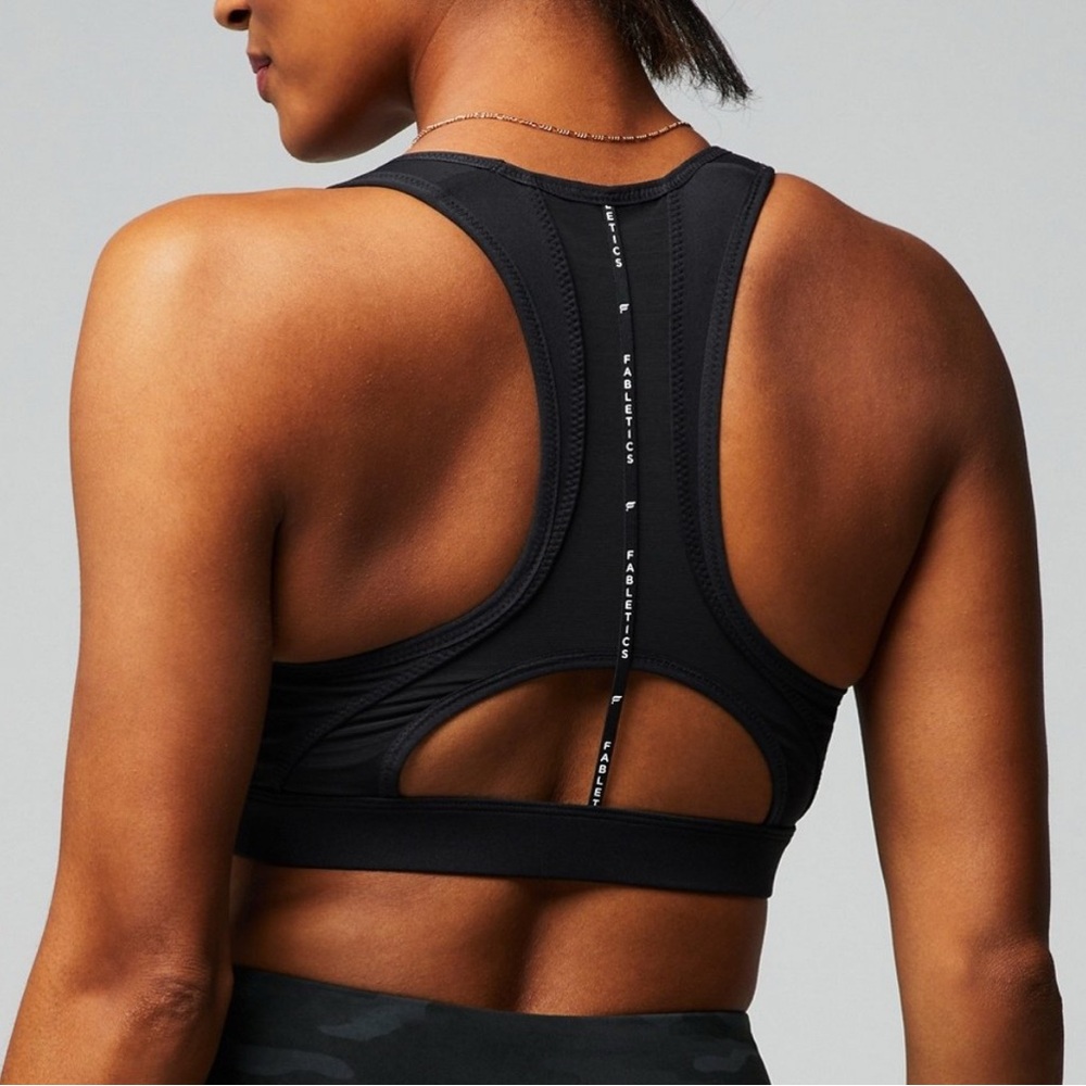 Fabletics Belle Racerback High Impact Black Sports Bra - Picture 4 of 5